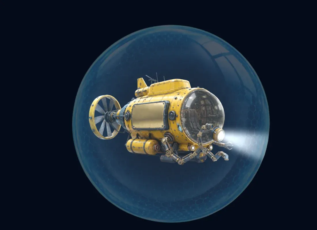 The SonarX bathyscaphe with Hull Protection switched on